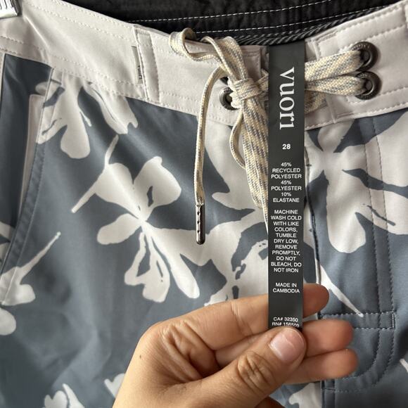 Vuori Cruise Board Shorts Mens 28 Dusty Blue Plumeria Drawstring V314 - Picture 4 of 8